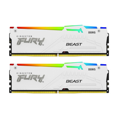 ������ �����������/ Kingston 32GB 5600MT/s DDR5 CL40 DIMM (Kit of 2) FURY Beast White RGB XMP (KF556C40BWAK2-32)