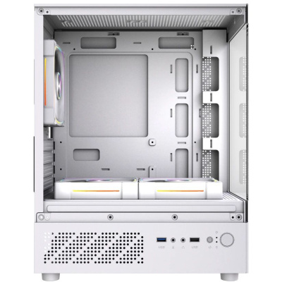 ������ Powercase Vision Micro M1 ARGB, Tempered Glass, 3x 120mm ARGB fans, �����, mATX  (CVMM1W-A3)