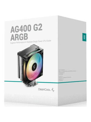 ����� Deepcool AG400 G2 ARGB Soc-AM5/AM4/1200/1700/1851 �����������/������ 4-pin 29.22dB Al+Cu 230W 631gr Ret (R-AG400-BKAMMG2-G)