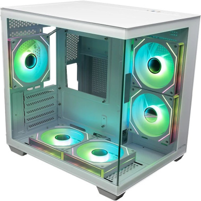 ������ XASTRA QW400M 5ARGB-C6-AC White mATX/Aquarium/Screewless/5x120mm ARGB PWM FM fans/Argb+PWM HUB 6port/Type-C+USB3.0 (1 USB3.0 ������)/ QW400M-5FM12A-C6-AC-WH