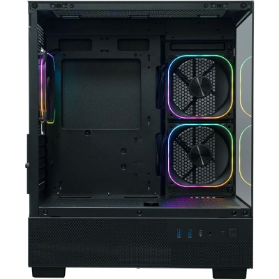 ������ XASTRA Q400M 3ARGB-FG-C6-UC Black mATX/Aquarium/Screewless/ 3x120mm ARGB PWM FG fans/Argb+PWM HUB 6port/ Type-C/ Q400M-3FG12A-C6-UC