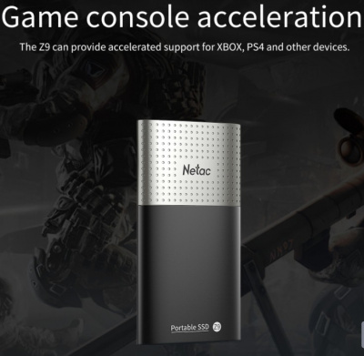 SSD External Netac 500Gb Z9 NT01Z9-500G-32BK (USB3.2, up to 550/480MBs, 90�47.5�11.5mm, Aluminium+Plastic)