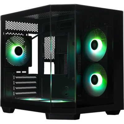 ������ XASTRA QT400M 5ARGB-FC-C6-AC Black mATX/Aquarium/Screewless/1x120mm+2x240 ARGB PWM FC fans/Argb+PWM HUB 6port/Type-C+USB3.0 (1 USB3.0 ������)/ QT400M-2FA24A-1FC12A-C6-AC