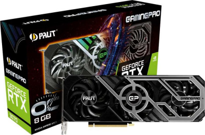  Palit PCI-E 4.0 PA-RTX3070 GAMINGPRO OC 8G V1 LHR NVIDIA GeForce RTX 3070 8192Mb 256 GDDR6 1500/14000 HDMIx1 DPx3 HDCP Ret (NE63070S19P2-1041A)