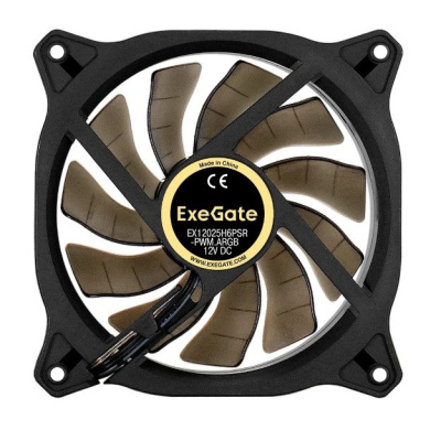 Exegate EX295973RUS ���������� 12� DC � ���������� ExeGate EX12025H6PSR-PWM.ARGB (120x120x25 ��, Hydraulic bearing (�����������������), 6pin, 1200RPM, ARGB ���������, 33dBA)
