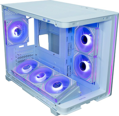 ������ XASTRA QR600M 6ARGB C10-UC White mATX/Aquarium/ Curve Glass /Led Strip/6x120mm ARGB PWM FM fans/ Argb+PWM HUB 10port / Type-C/ QR600M-6FM12A-C10-UC-L-WH