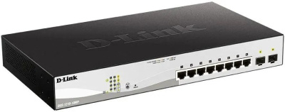 ���������� D-Link DGS-1210-10MP/FL2A ����������� L2 ���������� � 8 ������� 10/100/1000Base-T � 2 ������� 1000Base-X SFP (8 ������ PoE 802.3af/at, PoE-������ 130 ��)