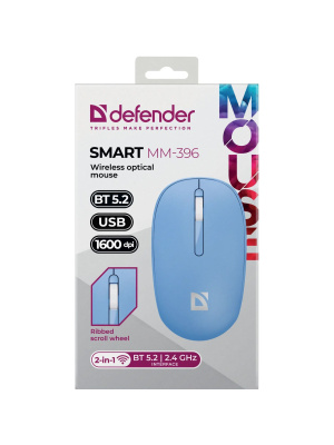 ���� ���������� ������������ DEFENDER Smart MM-396 blue (3��,2.4G+BT,500���,1600dpi) (52397)