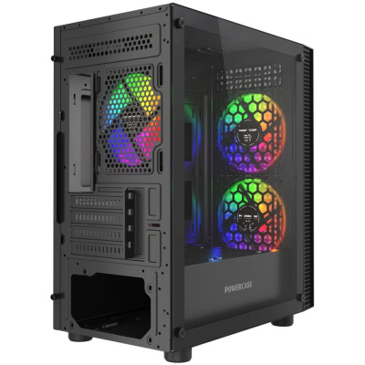 ������ Powercase Mistral Micro EM18, Tempered Glass, 2x140mm + 1�120mm ARGB PWM fan, ������, mATX  (CMMEM18B-A3)