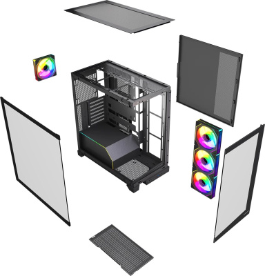 ������ �� HSPD F550-TGBK-ARGB, Midi-Tower, ��� ��, Black