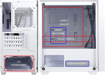 ������ �� ��� �� Ginzzu CL560 White mATX
