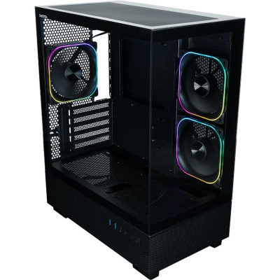 ������ XASTRA Q400M 3ARGB-FG-C6-UC Black mATX/Aquarium/Screewless/ 3x120mm ARGB PWM FG fans/Argb+PWM HUB 6port/ Type-C/ Q400M-3FG12A-C6-UC