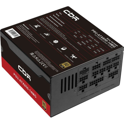 ���� ������� CBR ATX 850W 80+ Gold, Full Modular, DC-DC, APFC, 24pin, 1*PCIE5.1(12+4pin), 2*8-pin(4+4P), 3*6+2pin, 5*SATA, 3*IDE, 14cm fan, 1.5� ������ �������, ������ [PSU-ATX850-14MG] BOX
