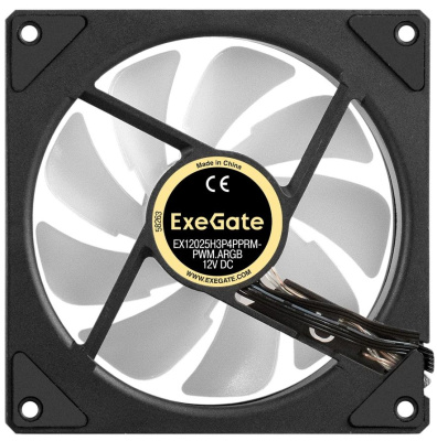 Exegate EX299561RUS ���������� � ���������� ExeGate EX12025H3P4PPRM-PWM.ARGB (120x120x25, ARGB, Hydraulic bearing (�����������������), 4pin + 3pin, 600-1800RPM, 26dBA)