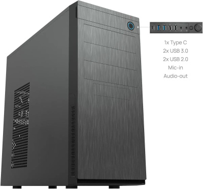 ������ Chieftec Elox ������ ��� �� ATX 2xUSB2.0 2xUSB3.0 1xUSB3.1 audio bott PSU