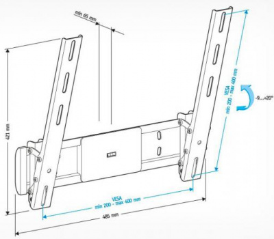 ��������� Holder LCD-T4612-B ������ ��� �� �� 32-65" ��������� �� ����� 68�� ������ -8�/+17� VESA 400x400 �� 40 ��