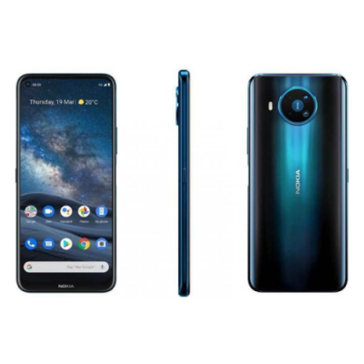  Nokia NOKIA 8.3 DS 5G TA-1243 8/128 BLUE, 6.81 20:9 1080x2400, 2.0GHz, 8 Core, 8GB RAM, 128GB, up to 512GB flash, 64Mpix+12Mpix+2Mpix+2Mpix/24Mpix, 2 Sim, 5G, LTE, GPS/AGPS+GLONASS+Beidou, Accelerometer, E-compass, BT v5.0, Wi-Fi, Micro-USB