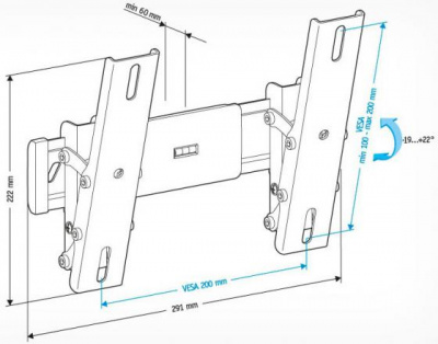 ��������� Holder LCD-T2611-B ������ ��� �� �� 22-47" ��������� �� ����� 60�� ������ -19�/+22� VESA 200x200 �� 30 ��