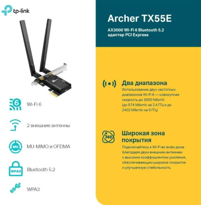 Wi-Fi + Bluetooth ������� TP-LINK Archer TX55E PCI Express