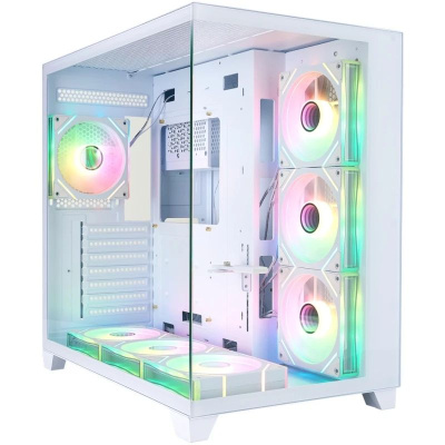 ������ 1STPLAYER MEGAVIEW MV8-TP ARGB White / ATX / 7x120mm ARGB fans & hub / MV8-TP-WH-6FC7R-W-1FC7-W-HUB2