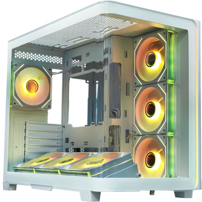 ������ XASTRA QR600 7ARGB C10-UC White ATX/Aquarium/Curve Glass /Led Strip/ 7x120mm ARGB PWM FM fans/ Argb+PWM HUB 10port /Type-C/ QR600-7FM12A-C10-UC-L-WH