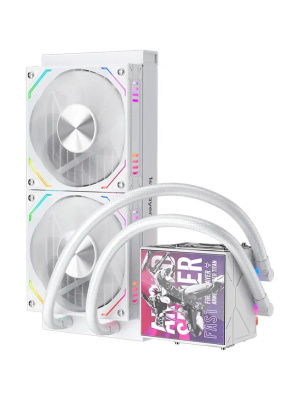 ������� �������� ���������� 1STPLAYER F.A.S.T. FT-240 White / 2x120mm ARGB fans, 250W TDP, 3.95" LCD screen / FT-240-WH