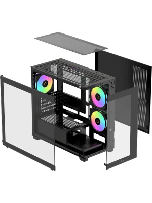 ������ Ocypus Gamma C52 BK ARGB, MATX, USB3.0*1+USB2.0*2, SIDE 2x120mm ARGB, REAR 1x120mm ARGB