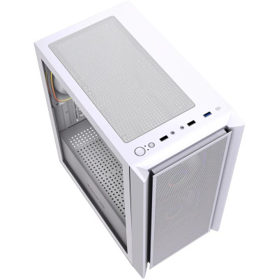 ������ Powercase Mistral SM03 ARGB, Tempered Glass, 3x120mm ARGB PWM fans, �����, mATX  (CMMSM03W-A3)