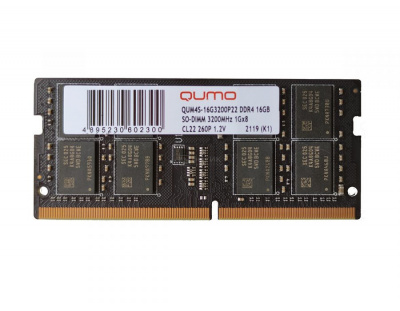 ������ ������ 16 �� Qumo QUM4S-16G3200P22 SO-DIMM, DDR4, PC4-25600, 3200MHz, 1.2V, CL22