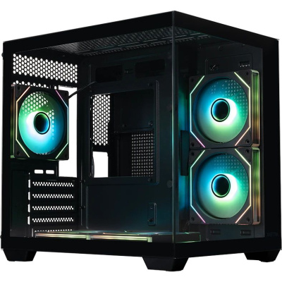 ������ XASTRA QW400M 5ARGB-C6-AC Black mATX/Aquarium/Screewless/5x120mm ARGB PWM FM fans/Argb+PWM HUB 6port/Type-C+USB3.0 (1 USB3.0 ������)/ QW400M-5FM12A-C6-AC