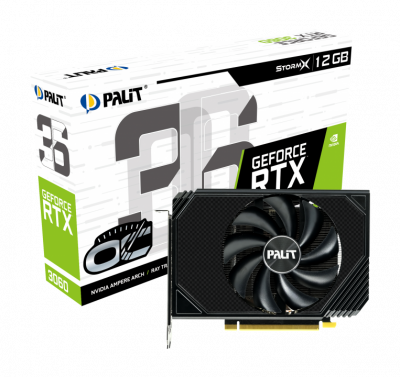  RTX 3060 12288Mb Palit PCI-E 4.0 PA-RTX3060 STORMX OC 12G NVIDIA GeForce 192 GDDR6 1320/15000/HDMIx1/DPx3/HDCP Ret (NE63060S19K9-190AF)