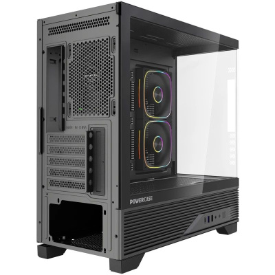 ������ Powercase Vision Micro M6B, Curved Glass, Type-C, 3x 120mm ARGB PWM Fan, ������, mATX  (CVMM6B-A3)