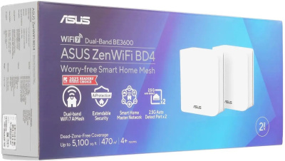 ��������� Mesh ������ ASUS ZenWiFi BD4(W-2-PK), Wi-Fi 7, BE3600, 2.4/5���, ����� (90IG0960-MO3C20)