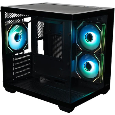 ������ XASTRA QW400M 3ARGB-C6-AC Black mATX/Aquarium/Screewless/3x120mm ARGB PWM FM fans/Argb+PWM HUB 6port/Type-C+USB3.0 (1 USB3.0 ������)/ QW400M-3FM12A-C6-AC