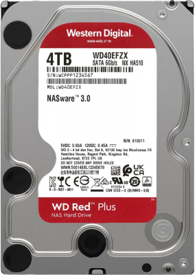 Ƹ  4Tb SATA-III WD Red Plus (WD40EFZX)  HDD, 3.5", 4000 , SATA-III, 5400 /,  - 128 