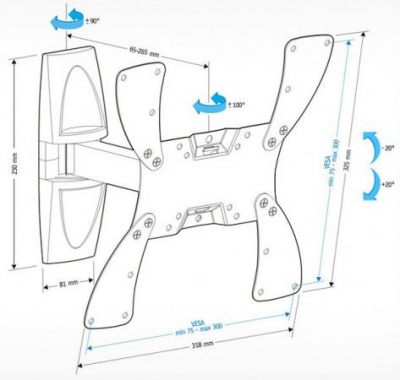 ��������� Holder LCDS-5020 ������ ��� �� �� 10-40" ��������� �� ����� 265�� ������ +15� ������� 100� �� 30��