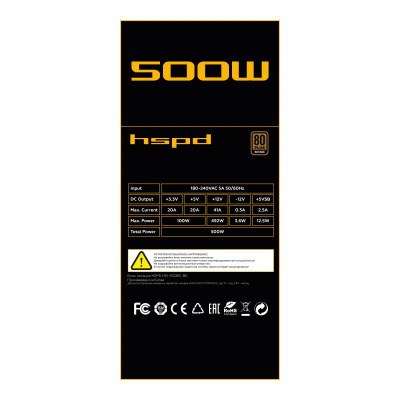 ���� ������� �� HSPD HSI-500BS-BK , 500W 80+ Bronze , black