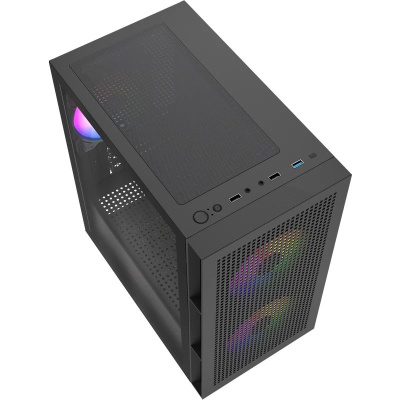 ������ Powercase Mistral SM05 ARGB, Tempered Glass, 3x120mm ARGB PWM fans, ������, mATX  (CMMSM05B-A3)