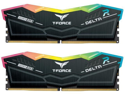   64GB (2x32GB) TEAMGROUP T-Force Delta RGB, DDR5, 6000MHz, CL38 (38-38-38-78), 1.3V / FF3D564G6000HC38ADC01 / Black