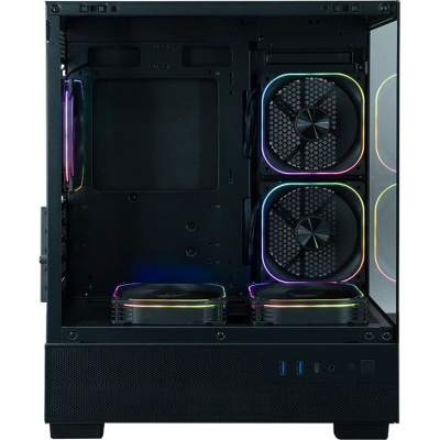 ������ XASTRA Q400M 5ARGB-FG-C6-UC Black mATX/Aquarium/Screewless/ 5x120mm ARGB PWM FG fans/Argb+PWM HUB 6port/ Type-C/ Q400M-5FG12A-C6-UC