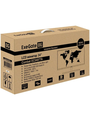 ������� ExeGate 34"�EC3407TA Combat {VA Curved 3440x1440 165Hz 1ms 21:9 300cd 4000:1 178/178 2xHDMI2.0 2xDisplayPort Speakers HAS VESA} [EX299467RUS]