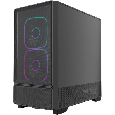 ������ Powercase AX5, Black, TG, Type-C, 2x 140mm +3x 120mm ARGB PWM Fans, Nylon filters, ������, ATX  (CJXA-A5)