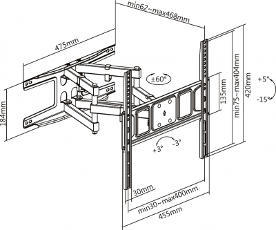 ��������� Ultramounts UM 908 32-75" max 40�� VESA 400x400 ���������-��������� � ���������