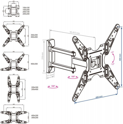 ��������� Kromax OPTIMA-414 max 30�� 20-55" VESA 400x400 ������ � �������