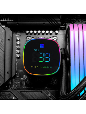 ��� Thermalright Frozen Horizon 240 Digital (240mm, LED temp., Black, ARGB/ Fans: 2x120mm, 68.9CFM, 28.2dBA, 2000RPM/ Pump height 53.2mm, Rad thickness 27mm/ S: 1700, 1200, 1851, 115X, AM5, AM4)