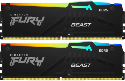 ������ 64Gb Kingston FURY Beast Black RGB, DDR5, DIMM, PC48000, 6000Mhz, EXPO CL36 (Kit of 2) (KF560C36BBEAK2-64) (retail)