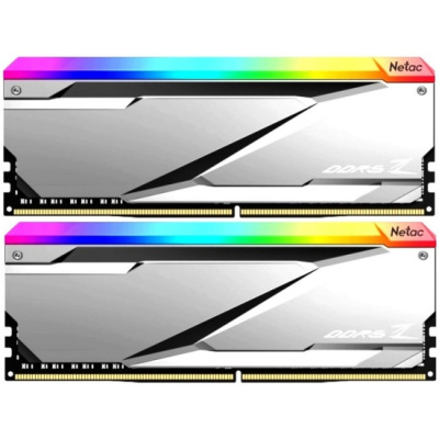 ����������� ������ DIMM Netac Z RGB DDR5 32Gb (16Gbx2) 7600Mhz PC-60800 CL36 (36-46-46-122) 1.4V Silver (NTZED5P76DP-32S)