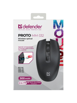 ���� ���������� ������������ DEFENDER Proto MM-332 black (4��,2.4G+BT,500���) (52332)