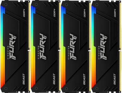 ������ ����������� Kingston 64GB 3200MT/s DDR4 CL16 DIMM (Kit of 4) FURY Beast RGB (KF432C16BB2AK4/64)