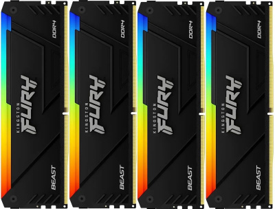 ������ DDR4 4x8GB 3200MHz Kingston KF432C16BB2AK4/32 Fury Beast Black RGB RTL PC4-25600 CL16 DIMM 288-pin 1.35� dual rank Ret